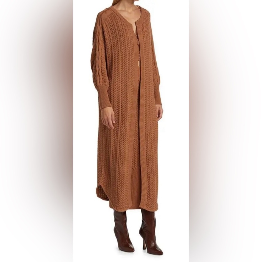 ❤️ NEW AMUR Draped Back Cable Knit Cardigan in Pecan color. Size:XS/S/M - Picture 9 of 10